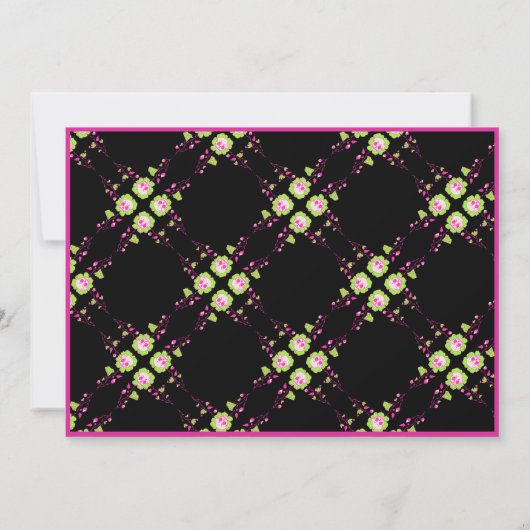 クラシックハロウィーンブラック&ピンクスカル1st誕生日 招待状 (裏面)