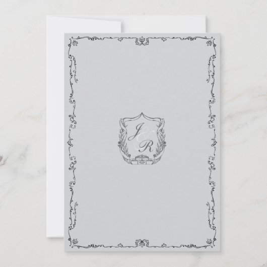 クラシックハンドドローカスタムドビーナマナーイラストレーション 招待状 (裏面)