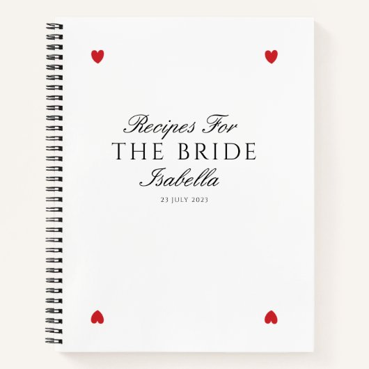 クラシックハートエレガントブライダルシャワーギフトレシピ ノートブック (正面)