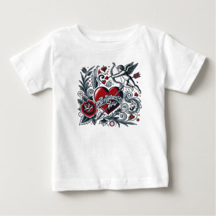 クラシックハート&キューピッドTシャツデザイン ベビーTシャツ