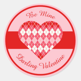 クラシックバアーガイルンタインストライプハート ラウンドシール