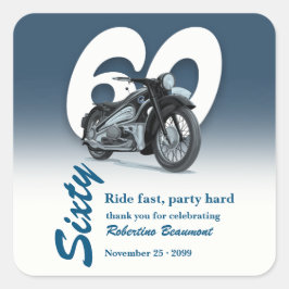 クラシックバイクで疾走 60歳の誕生日 スクエアシール