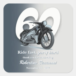 クラシックバイクで疾走 60歳の誕生日 スクエアシール