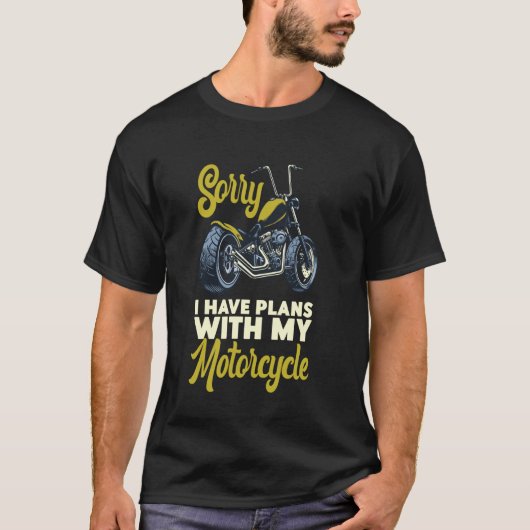 クラシックバイクに乗るバイカー 今週は予定が Tシャツ (正面)