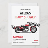 クラシックバイクのベビーシャワー 招待状 (正面)