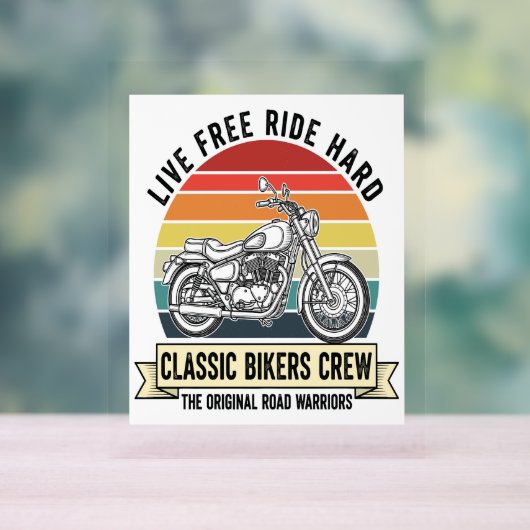 クラシックバイクもしくは自転車に乗る人クルーMotorcycle.jpg アクリルサイン (ニュートラル)