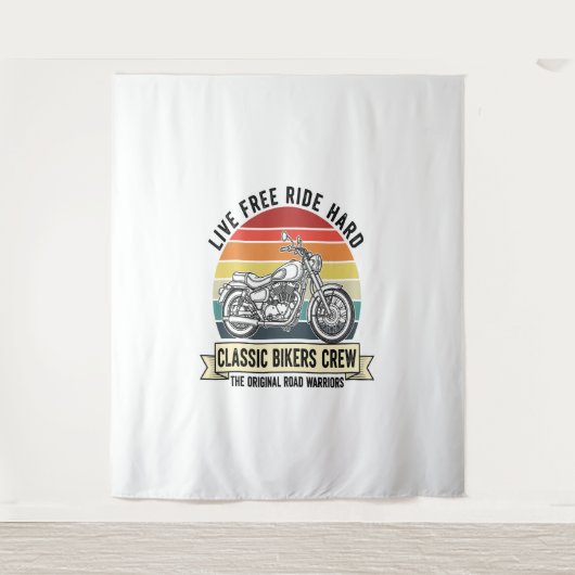 クラシックバイクもしくは自転車に乗る人クルーMotorcycle.jpg タペストリー (正面)