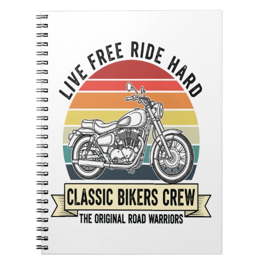 クラシックバイクもしくは自転車に乗る人クルーMotorcycle.jpg ノートブック (正面)