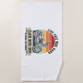 クラシックバイクもしくは自転車に乗る人クルーMotorcycle.jpg ビーチタオル (正面)