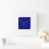 クラシックバウハウスデザインブルー スクエア壁時計 (ホーム)