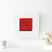 クラシックバウハウスデザインレッド スクエア壁時計 (ホーム)