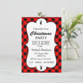 クラシックバッファロープレイドクリスマスパーティの招待状 招待状 (スタンド正面)