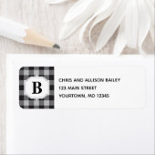 クラシックバッファロープレイドチェックブラックグレーモノグラム ラベル (インサイチュ)