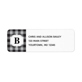 クラシックバッファロープレイドチェックブラックグレーモノグラム ラベル