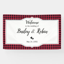 クラシックバッファロープレイドチェックブラックレッドバナー 横断幕