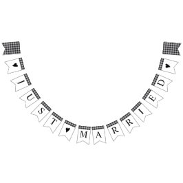 クラシックバッファロープレイドチェック白黒結婚ズ バンティングフラッグ