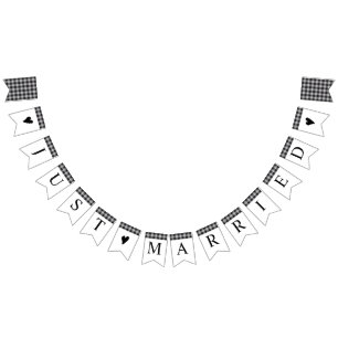 クラシックバッファロープレイドチェック白黒結婚ズ バンティングフラッグ