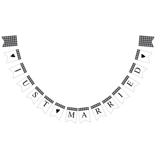 クラシックバッファロープレイドチェック白黒結婚ズ バンティングフラッグ (全)