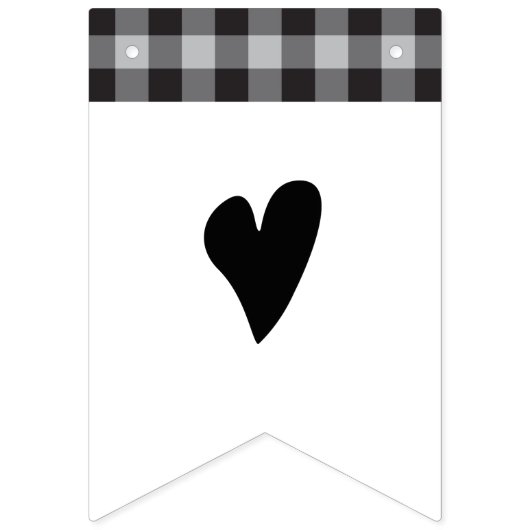 クラシックバッファロープレイドチェック白黒結婚ズ バンティングフラッグ (第2の旗)