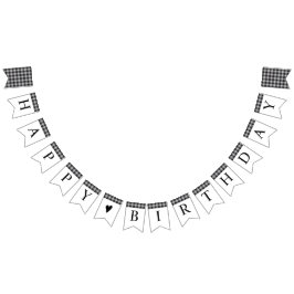 クラシックバッファロープレイドチェック白黒誕生日 バンティングフラッグ