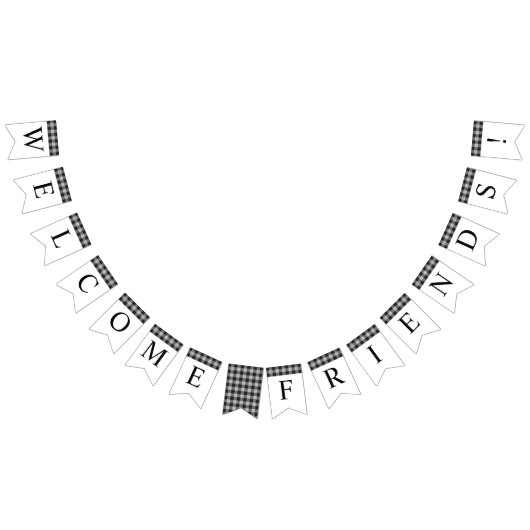 クラシックバッファロープレイド白黒イベント歓迎 バンティングフラッグ (全)