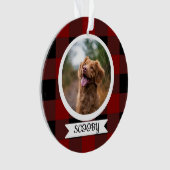 クラシックバッファロープレイド1枚の写真ペット オーナメント (正面)