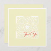 クラシックバニラと白エレガント枠レッド文字 サンキューカード (正面/裏面)