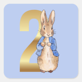 クラシックバニーうさぎ2歳の誕生日 スクエアシール