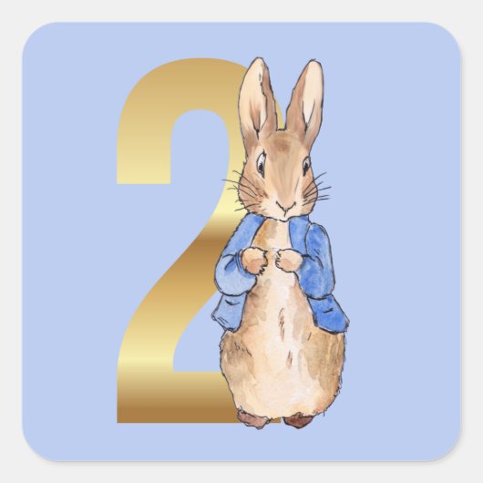 クラシックバニーうさぎ2歳の誕生日 スクエアシール (正面)