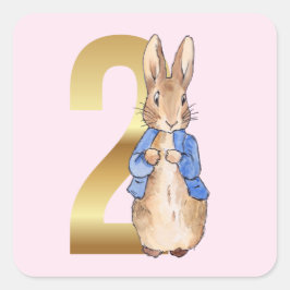 クラシックバニーウサギの2歳の誕生日 スクエアシール