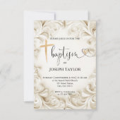 クラシックバプテエレガントィスマ金ゴールドクロス《キリスト教》洗礼式や命名式 招待状 (正面)