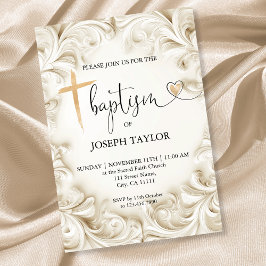 クラシックバプテエレガントィスマ金ゴールドクロス《キリスト教》洗礼式や命名式 招待状