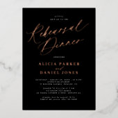 クラシックバラエレガント金ゴールドフォイルリハーサル 箔招待状 (正面)