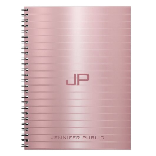 クラシックバラエレガント金ゴールドモノグラムテンプレート ノートブック (正面)