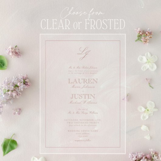 クラシックバラダスティスクリプトモノグラム結婚ズ アクリル招待状