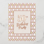 クラシックバラホイエレガントル50th誕生日パーティー 箔招待状 (正面)