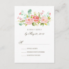 クラシックバラ庭園の結婚式RSVPカード 出欠カード