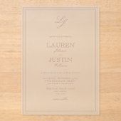 クラシックバラ書道モノグラム結婚ズ アクリル招待状 (正面)