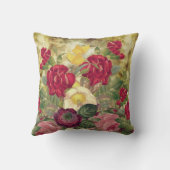 クラシックバラ赤、黄、バーガンディ クッション (裏面)