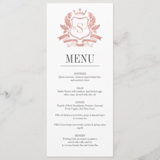 クラシックバラ金ゴールドクレスト結婚のメニューカード メニュー (正面)