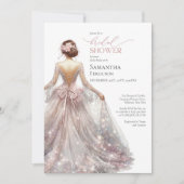 クラシックバラ金ゴールドスパーク結婚リーのドレスグラム 招待状 (正面)