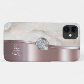 クラシックバラ金ゴールドモノグラムダイアモンドジュエルアート Case-Mate iPhoneケース (裏面(横))