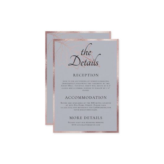 クラシックバラ金ゴールド葉ス結婚詳細 エンクロージャーカード (正面/裏面インサイチュ)