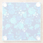 クラシックバラ青い花パターン–876 ガラスコースター (裏面)