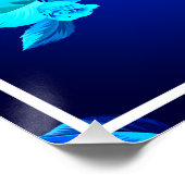 クラシックバラ青い花パターン–876 ポスター (コーナー)