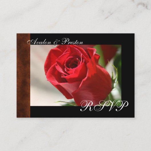 クラシックバラ&レザールックRSVPカード エンクロージャーカード (正面)