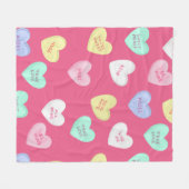 クラシックバレンタインキャンディハート フリースブランケット (正面(横))