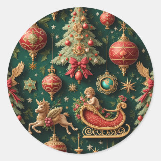 クラシックバロックのクリスマスシール ラウンドシール