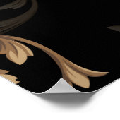 クラシックバロックの花：黒背景。 ポスター (角)