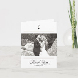クラシックバーダブルモノグラムモダンフォト結婚ズ サンキューカード
